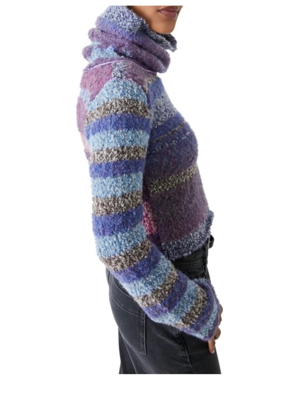 Free People Striped Turtleneck Sweater